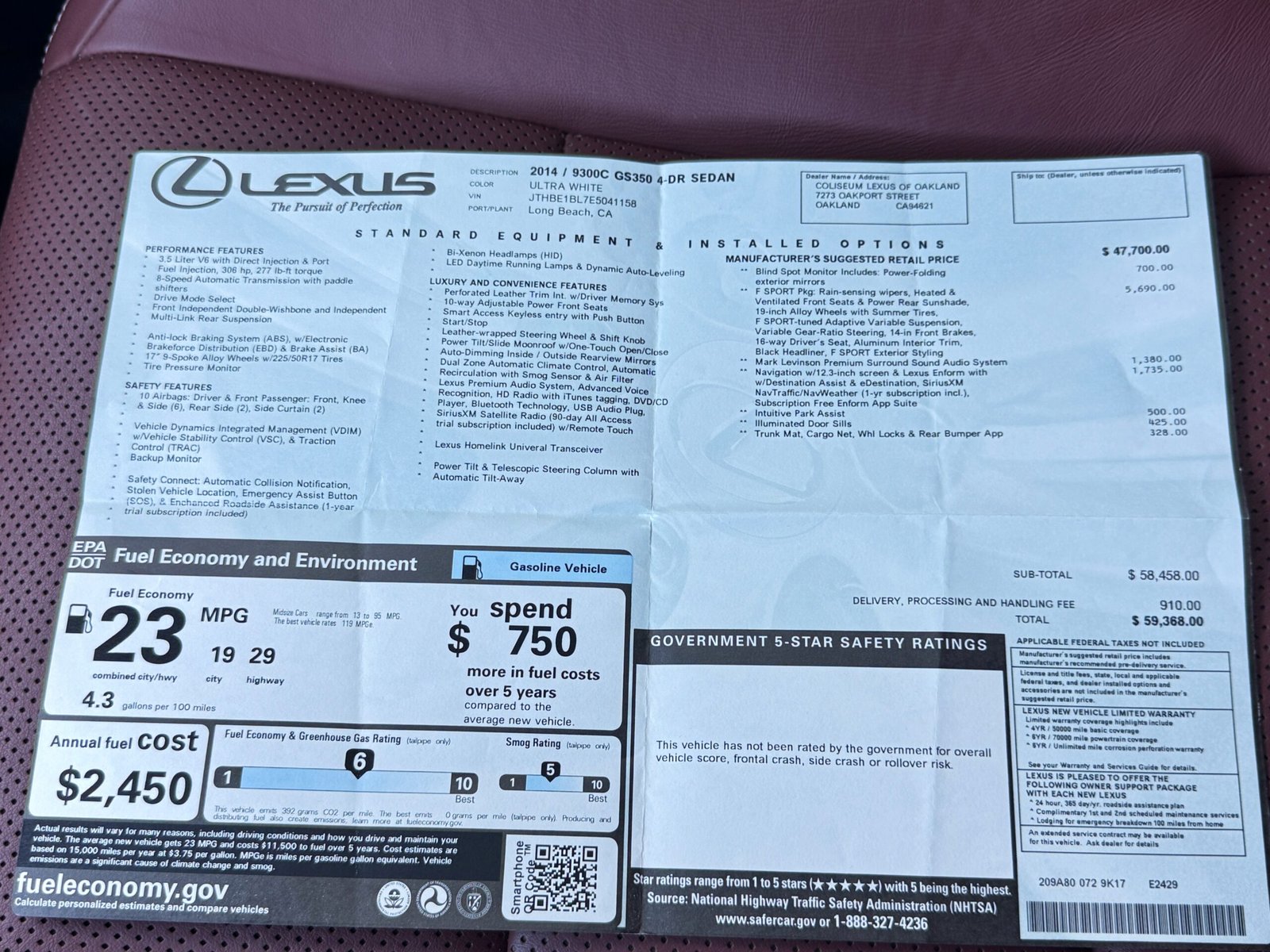 2014 Lexus GS F Sport